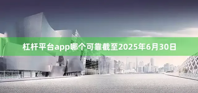 杠杆平台app哪个可靠截至2025年6月30日